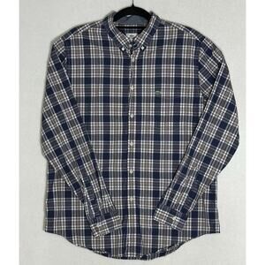 Lacoste Mens Size 44 Multicolor Plaid Button Down Shirt Preppy Money Golf EUC